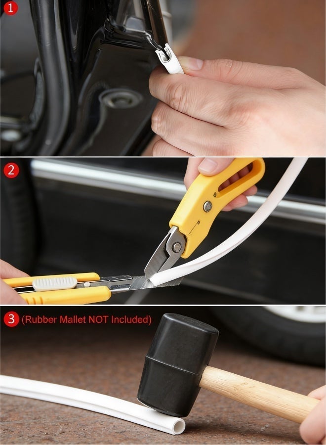 5m Car Door Edge Guards white – Rubber, No Glue, U-Shaped, Built-in Metal Clips, Fits Most Vehicles, Fade-Resistant, Scratch- and Chip-Resistant – Reduces Dings in Parking Lots - Image 4